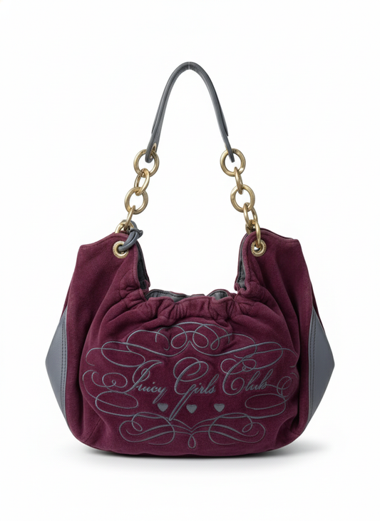 Vintage Juicy Couture "Juicy Girls Club" Velour Hobo Bag
