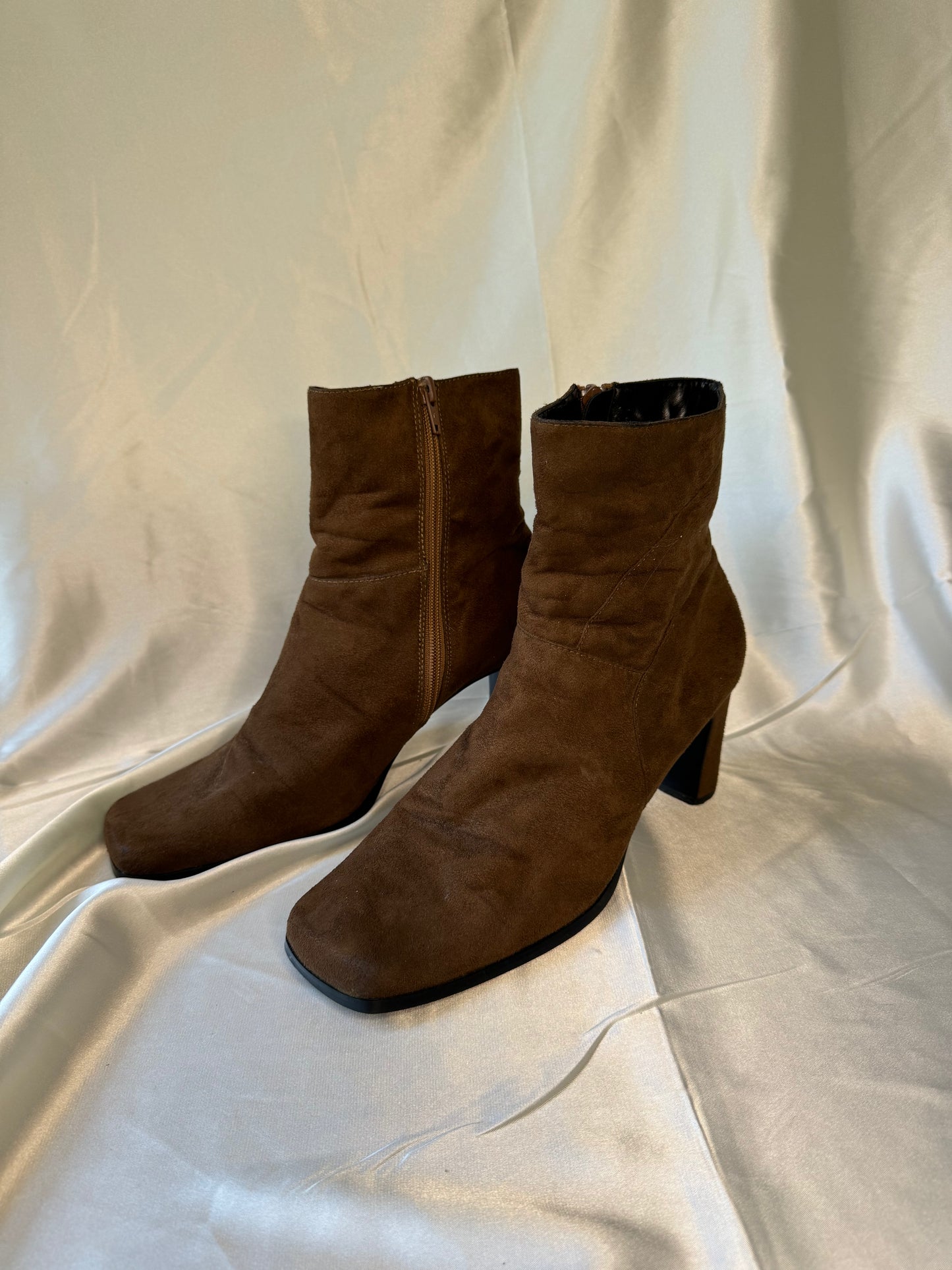 Suede Square Toe Ankle Boots