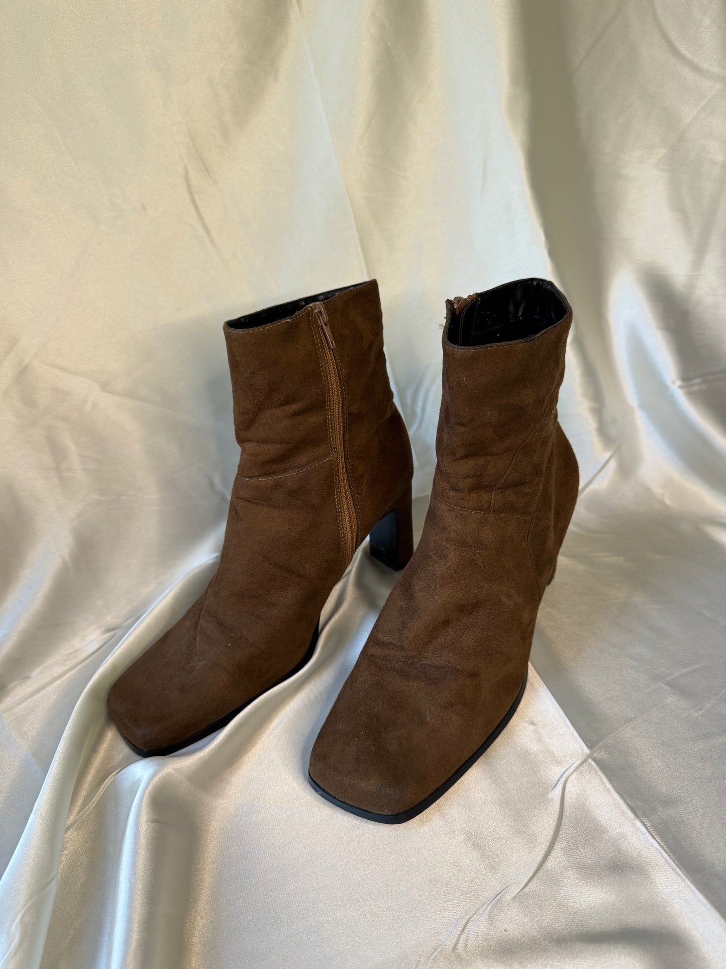 Suede Square Toe Ankle Boots