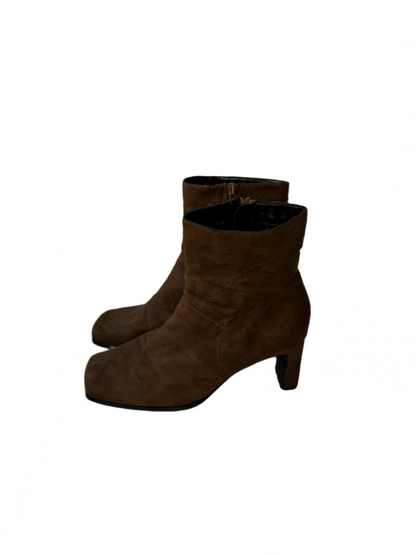 Suede Square Toe Ankle Boots