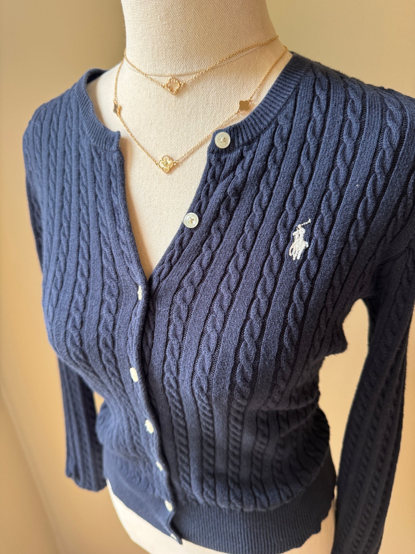 Navy Ralph Lauren Cable Knit Cardigan