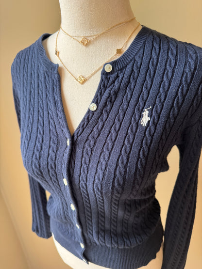 Navy Ralph Lauren Cable Knit Cardigan