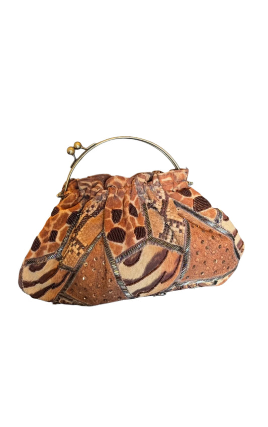 90's Floral Beaded Kiss Lock Bag