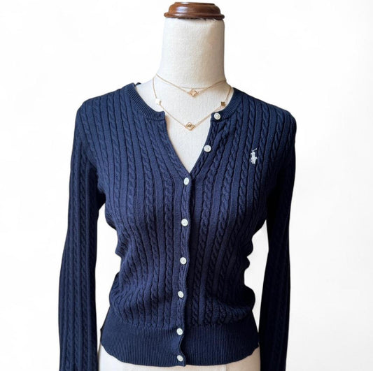 Navy Ralph Lauren Cable Knit Cardigan
