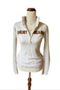 white DKNY quarter zip sweater