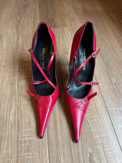 Red Valentini Sarah Leather High Heels