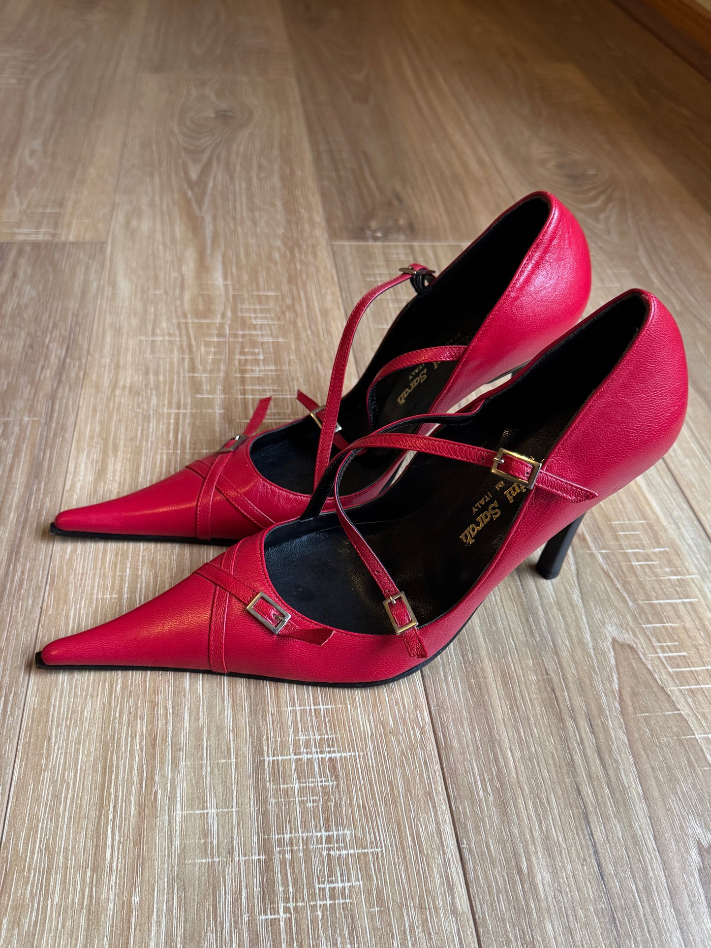 Red Valentini Sarah Leather High Heels
